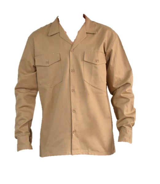 Camisa De Dril Caqui Manga Larga – Hombre