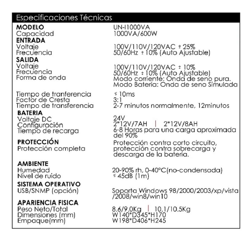 Ups interactiva unitec 1000va - Imagen 3