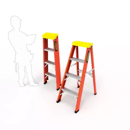 Escalera Tijera 4 Pasos Fibra De Vidrio HESC FV 4 04 IA - Imagen 3