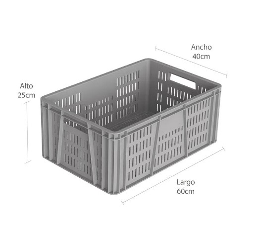 Canastilla plástica 60 x 40 x 25 cm  Ref: 4-1001045