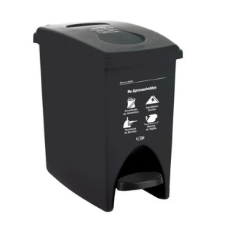 Papelera 12 Litros de pedal Negra